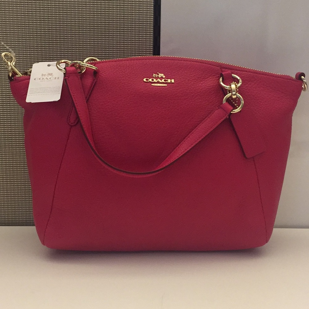Coach Small Kelsey Satchel (Pebble Leather Dahlia)
